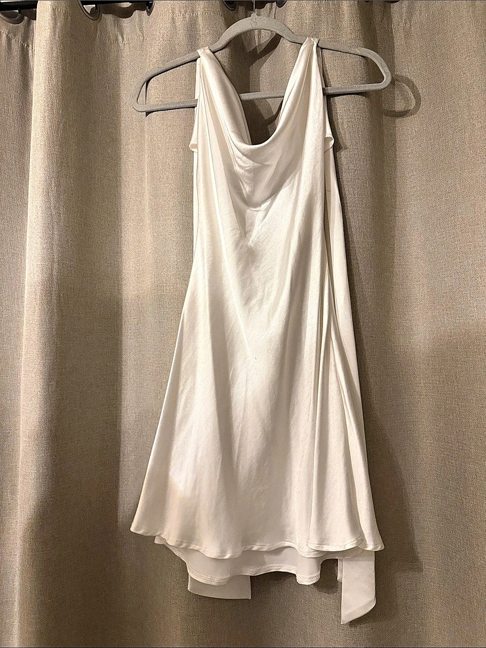 Cowl Neck Mini Dress in White Like New